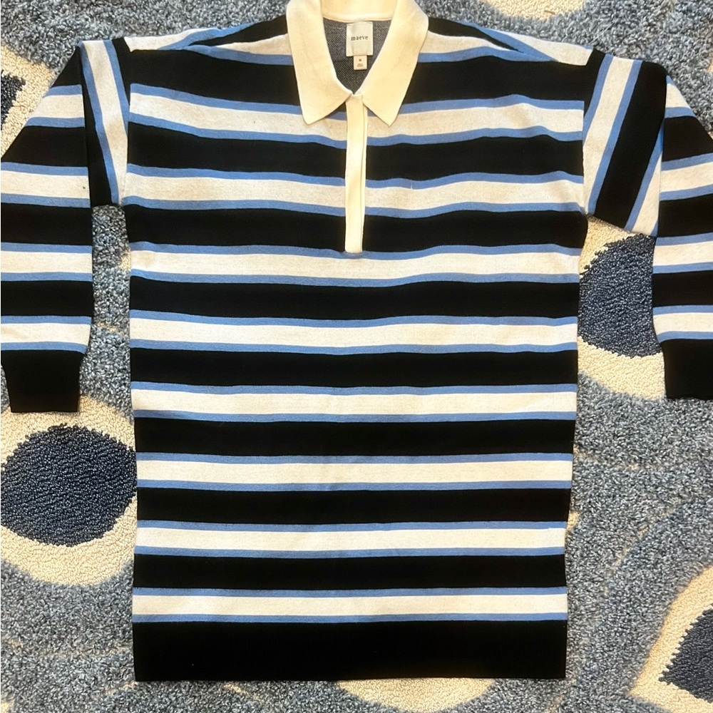 NWT Anthropologie Maeve Cream and Blue Striped Sweater Dress